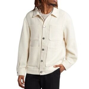 Krost Atlantic Waffle Weave Work Jacket Seedpearl Ivory Button Jacket Sz Medium